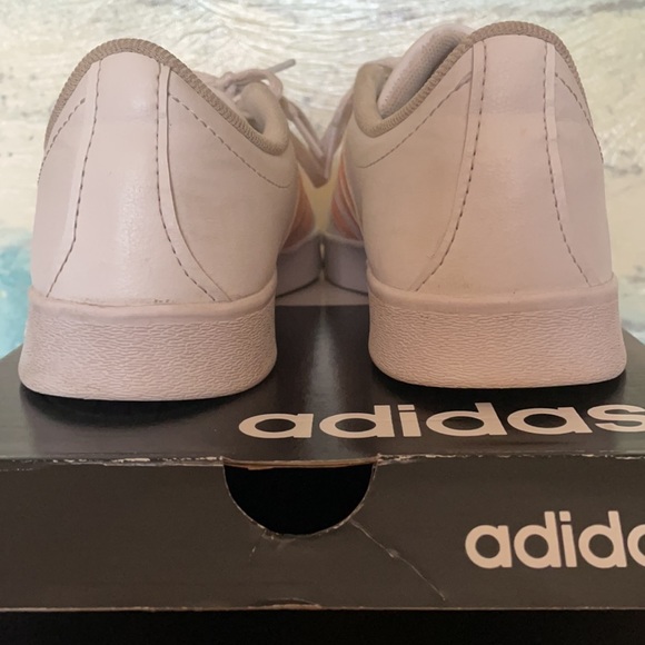 ADIDAS VL Court 2.0 K white & glo pink girls size 4 EUC - Picture 12 of 13